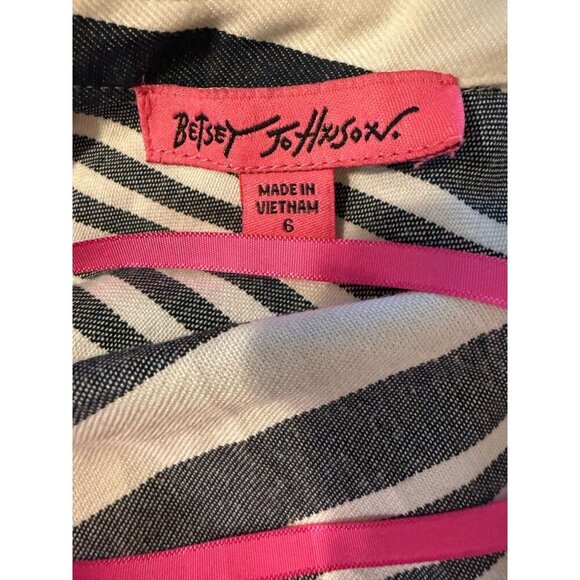 Betsy Johnson Dress Size 6‎ 100% Cotton Stripes Cap Sleeve - Picture 3 of 6